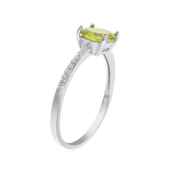 Sterling Silver Peridot Diamond Accent Ring - Picture 5 of 6